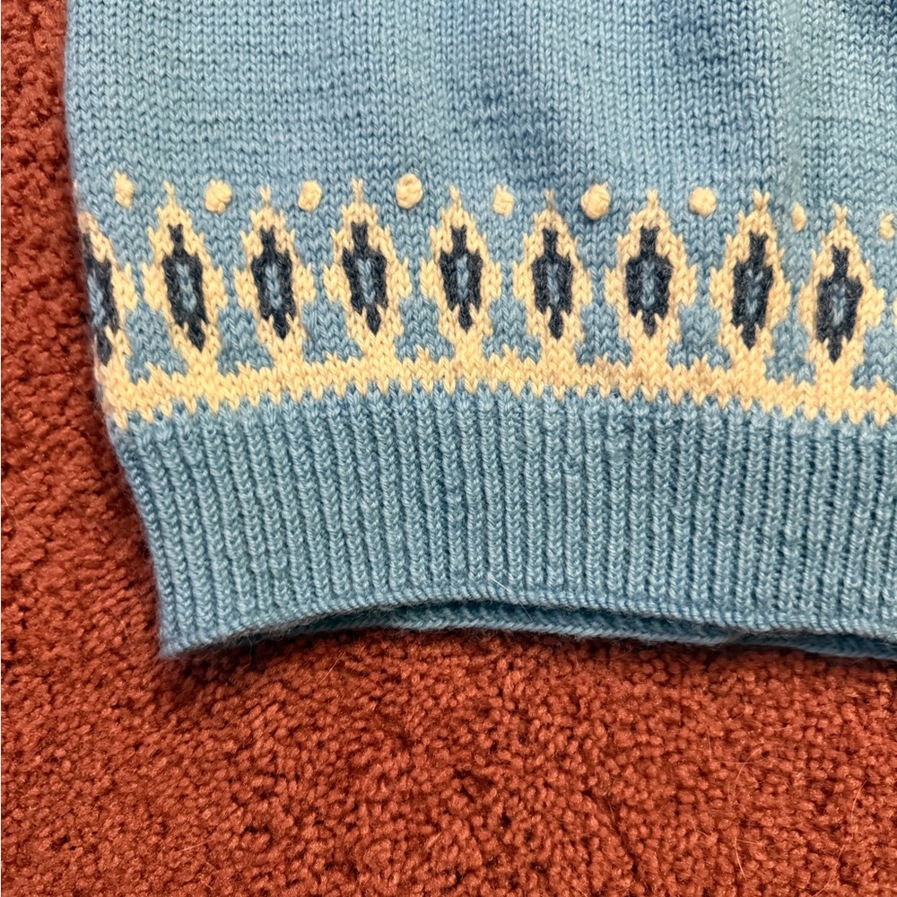 Vintage Dale of Norway Baby Blue and Cream Fair Isle Knit Wool Cardigan 40 - Picture 9 of 10